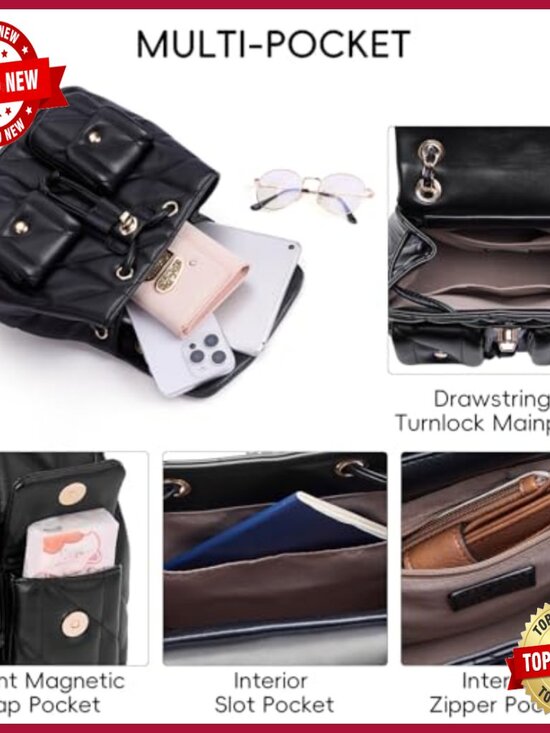 Small RFID Blocking Backpack Purse with Wallet Bundle Large Capacity main image 4